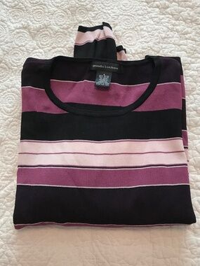 Goodclothes purple striped long sleeved round neck pullover sweater (S)